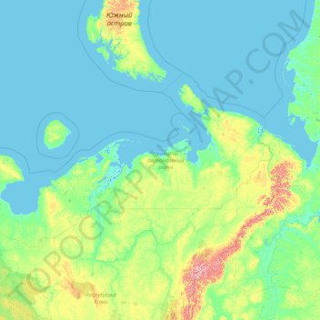 Mappa topografica Nénétsie, altitudine, rilievo