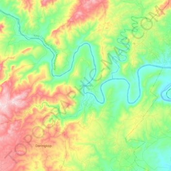Mappa topografica uThukela, altitudine, rilievo