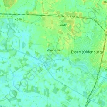 Mappa topografica Dorfgemeinschaft Ahausen, altitudine, rilievo
