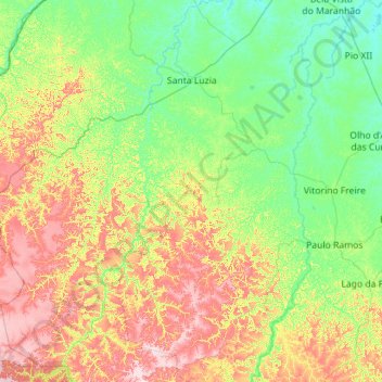 Mappa topografica Santa Luzia, altitudine, rilievo