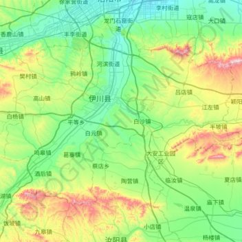 Mappa topografica 伊川县, altitudine, rilievo