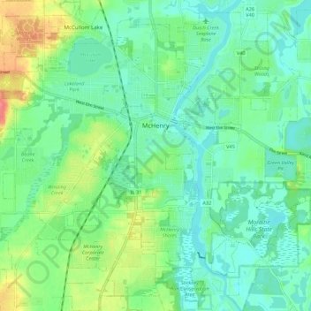 Mappa topografica McHenry, altitudine, rilievo