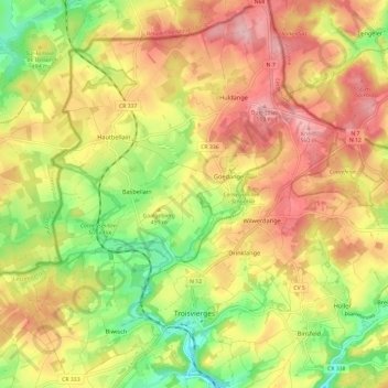 Mappa topografica Troisvierges, altitudine, rilievo