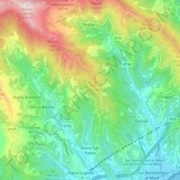Mappa topografica Diano San Pietro, altitudine, rilievo