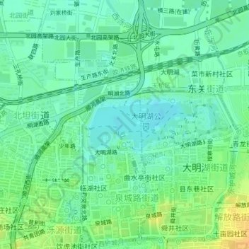 Mappa topografica 大明湖大明湖, altitudine, rilievo