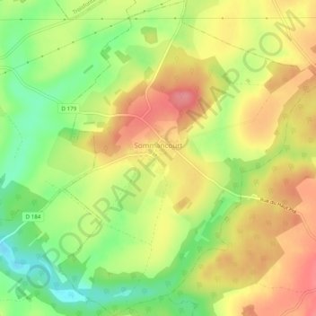 Mappa topografica Sommancourt, altitudine, rilievo