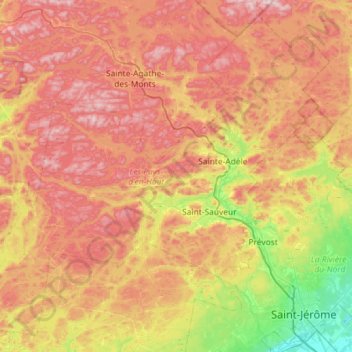 Mappa topografica Les Pays-d'en-Haut, altitudine, rilievo