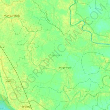 Mappa topografica Bhagwanpur, altitudine, rilievo
