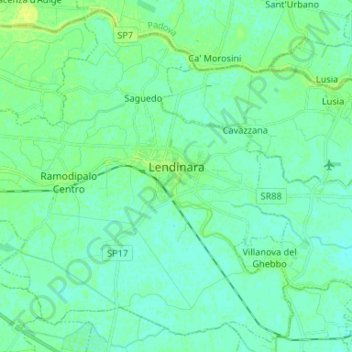 Mappa topografica Lendinara, altitudine, rilievo