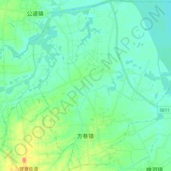 Mappa topografica 方巷镇, altitudine, rilievo