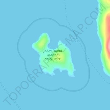 Mappa topografica Jones Island, altitudine, rilievo