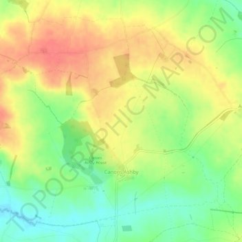 Mappa topografica Canons Ashby, altitudine, rilievo
