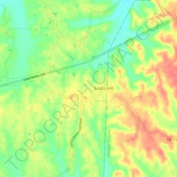 Mappa topografica Scotts Hill, altitudine, rilievo