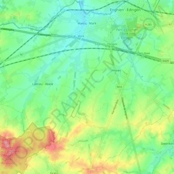 Mappa topografica Mark, altitudine, rilievo