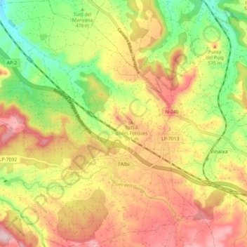 Mappa topografica l'Albi, altitudine, rilievo