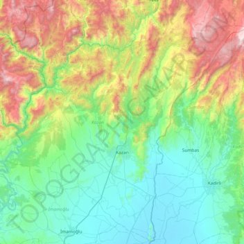 Mappa topografica Kozan, altitudine, rilievo