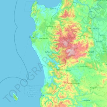 Mappa topografica Provincia de Arauco, altitudine, rilievo