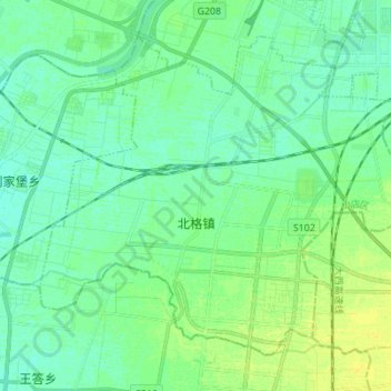 Mappa topografica 北格镇, altitudine, rilievo