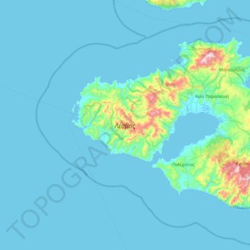 Mappa topografica Lesbo, altitudine, rilievo