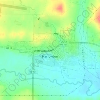 Mappa topografica Harlowton, altitudine, rilievo