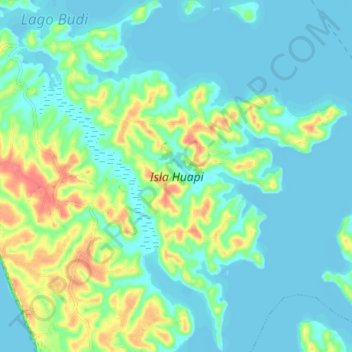 Mappa topografica Isla Huapi, altitudine, rilievo