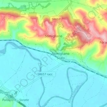 Mappa topografica Stimigliano, altitudine, rilievo