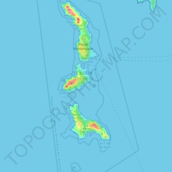 Mappa topografica Islas Cíes, altitudine, rilievo