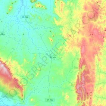 Mappa topografica Pindaí, altitudine, rilievo