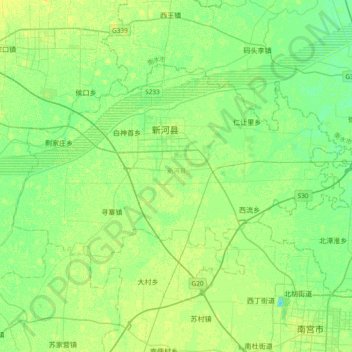 Mappa topografica 新河县, altitudine, rilievo