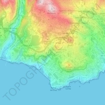 Mappa topografica São Martinho, altitudine, rilievo