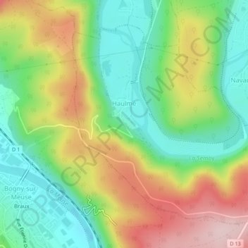 Mappa topografica Haulmé, altitudine, rilievo