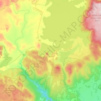 Mappa topografica Miena, altitudine, rilievo