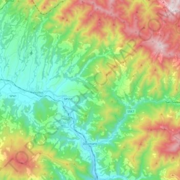 Mappa topografica Dicomano, altitudine, rilievo