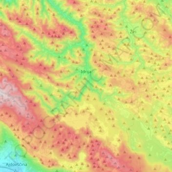 Mappa topografica Idria, altitudine, rilievo