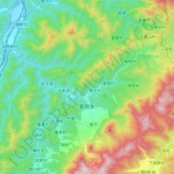 Mappa topografica 家朋乡, altitudine, rilievo