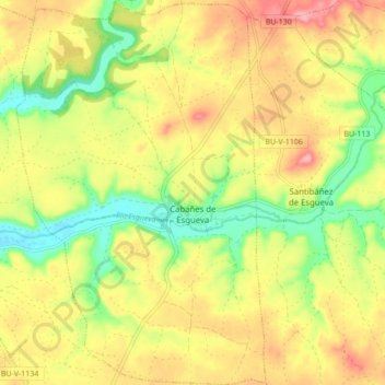 Mappa topografica Cabañes de Esgueva, altitudine, rilievo