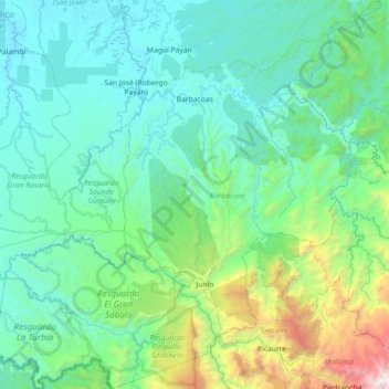 Mappa topografica Barbacoas, altitudine, rilievo