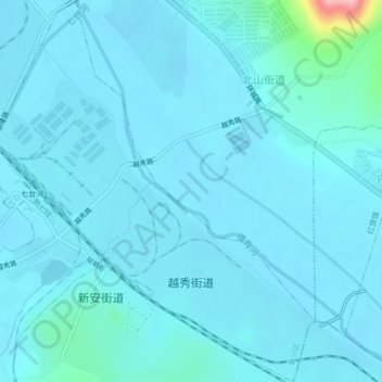 Mappa topografica 越秀街道, altitudine, rilievo