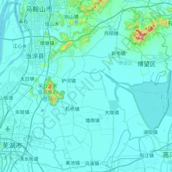 Mappa topografica 当涂县, altitudine, rilievo