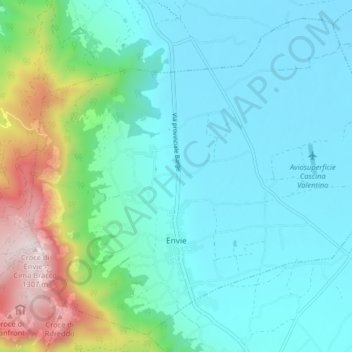 Mappa topografica Envie, altitudine, rilievo