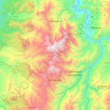 Mappa topografica La Llanada, altitudine, rilievo