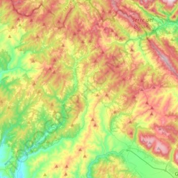 Mappa topografica Pietralunga, altitudine, rilievo