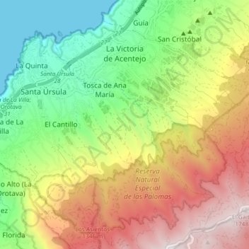 Mappa topografica La Victoria de Acentejo, altitudine, rilievo
