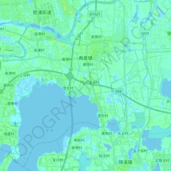 Mappa topografica 甪直镇, altitudine, rilievo