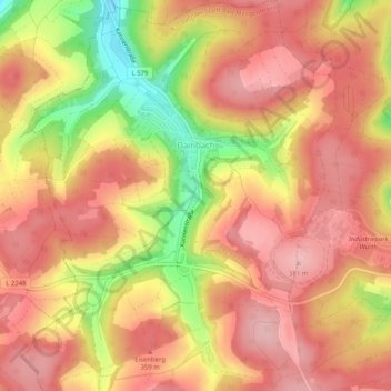 Mappa topografica Dainbach, altitudine, rilievo