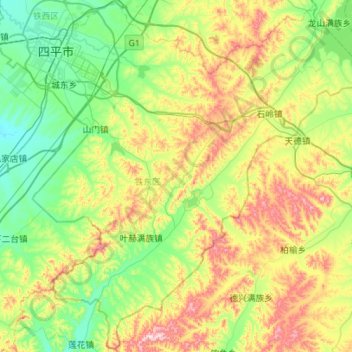 Mappa topografica 铁东区, altitudine, rilievo