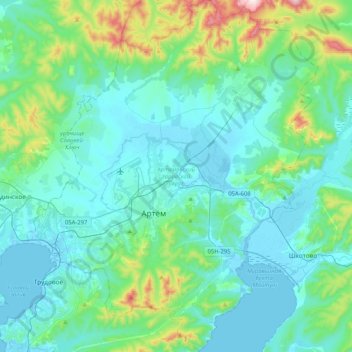 Mappa topografica Артёмовский городской округ, altitudine, rilievo