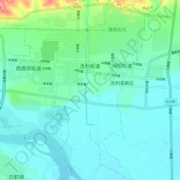Mappa topografica 吉利街道, altitudine, rilievo