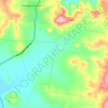 Mappa topografica Hodgson Vale, altitudine, rilievo