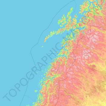 Mappa topografica Nordland, altitudine, rilievo